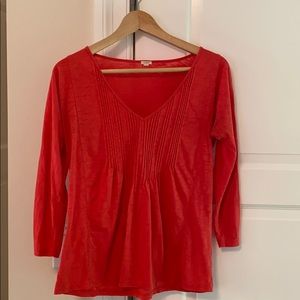 JCrew 3/4 sleeve pink pleated shirt